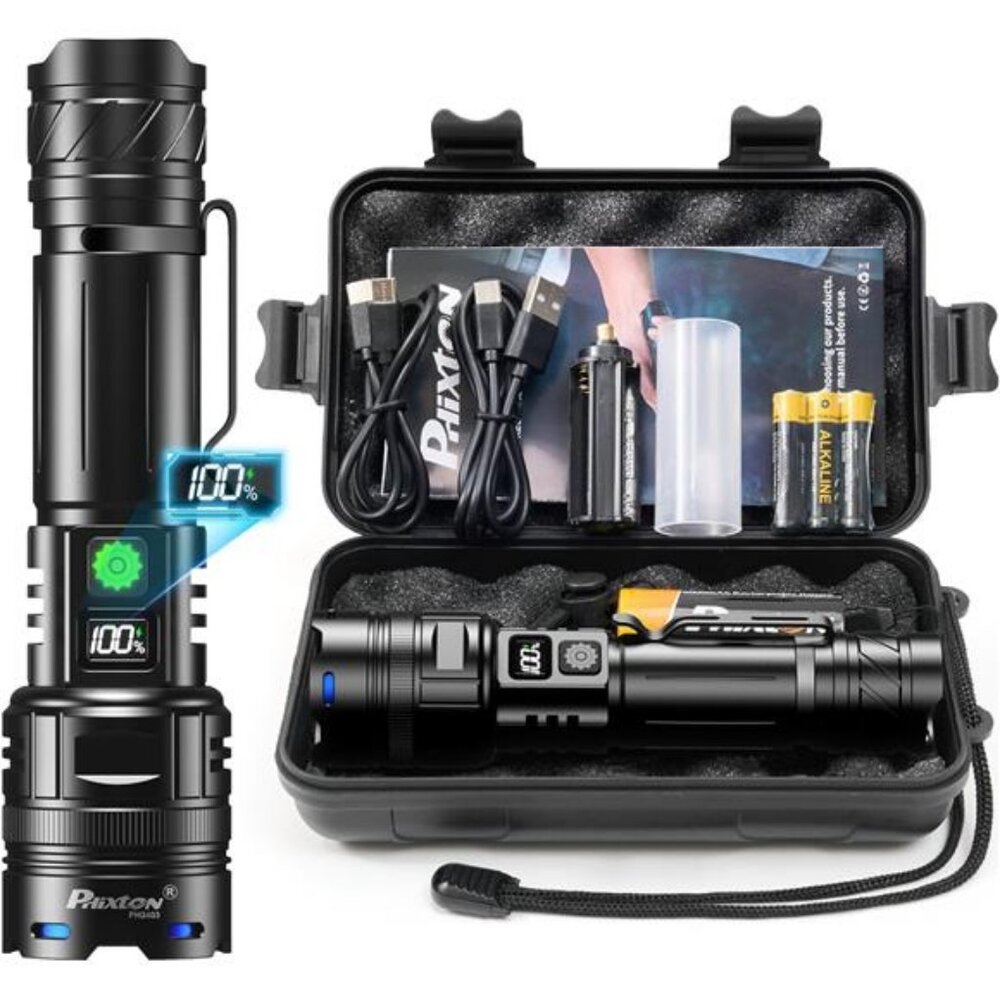 Rechargeable Flashlights 10000 High Lumens Single One Mode Super Bright